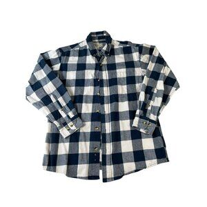 Hobbs Creek Plaid Flannel Shirt Mens M Blue White Check Button Up Casual Outdoor